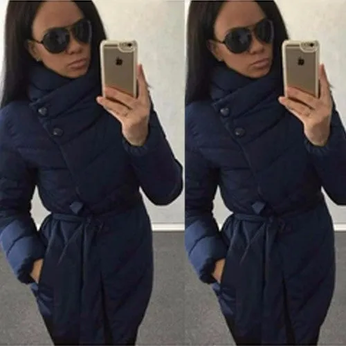 winter jacket women duck down coat 1950s 60s high collar with belt parkas for women winter 7 colors warm outerwear coats