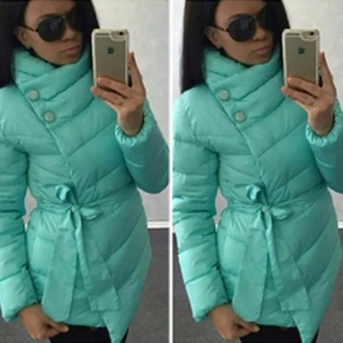 winter jacket women duck down coat 1950s 60s high collar with belt parkas for women winter 7 colors warm outerwear coats