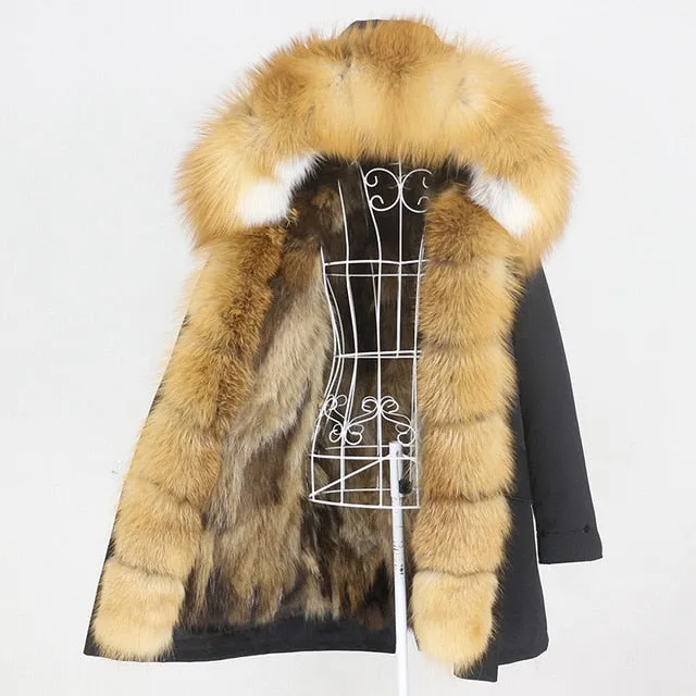 Winter Jacket Women Long Parka Real