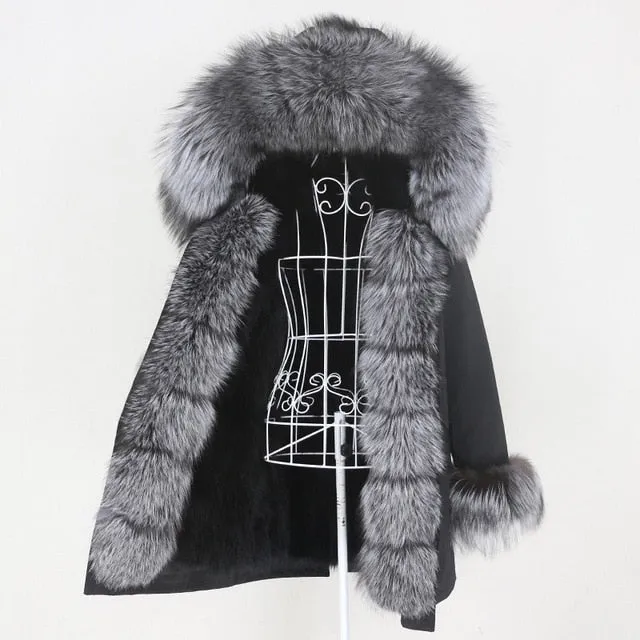 Winter Jacket Women Long Parka Real