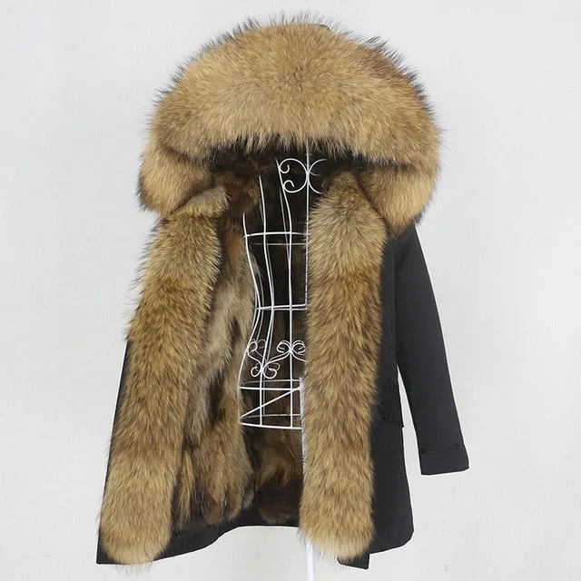 Winter Jacket Women Long Parka Real