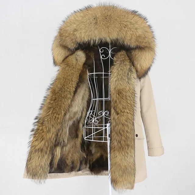 Winter Jacket Women Long Parka Real