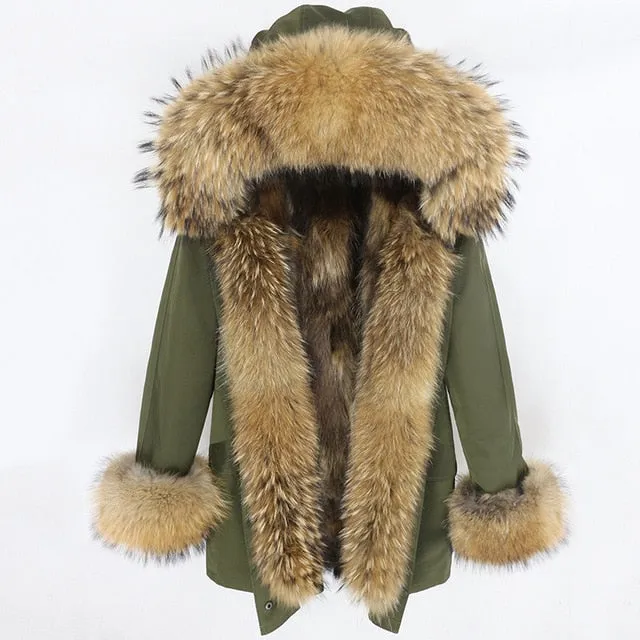 Winter Jacket Women Long Parka Real