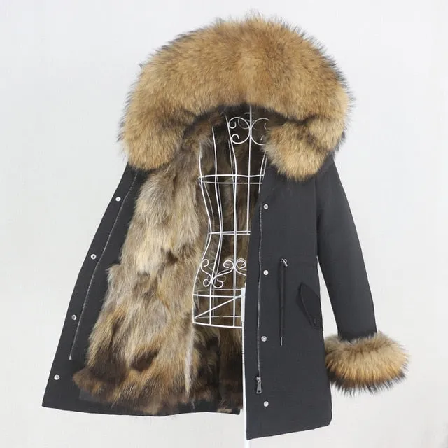 Winter Jacket Women Long Parka Real