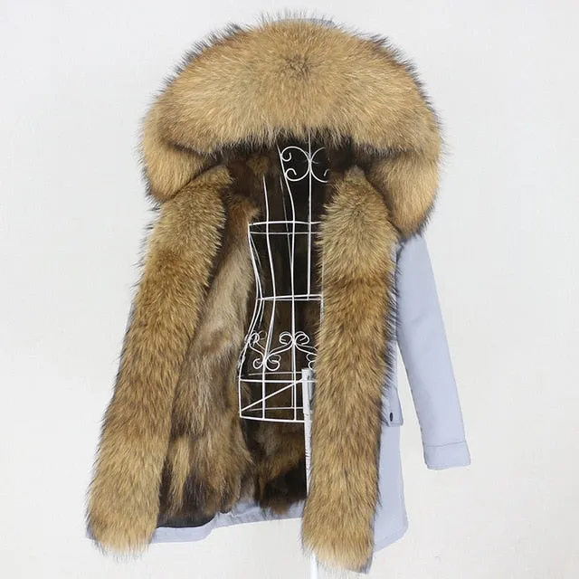 Winter Jacket Women Long Parka Real