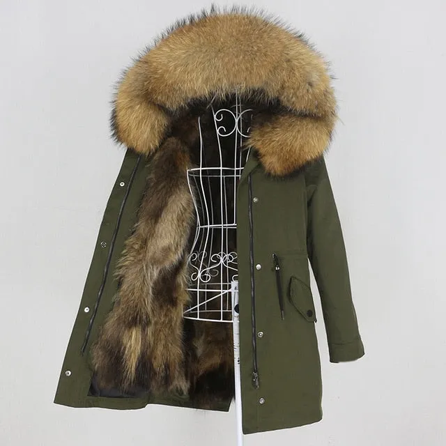 Winter Jacket Women Long Parka Real