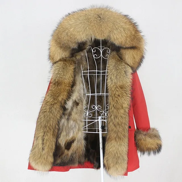 Winter Jacket Women Long Parka Real