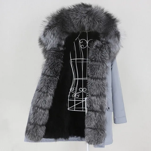 Winter Jacket Women Long Parka Real