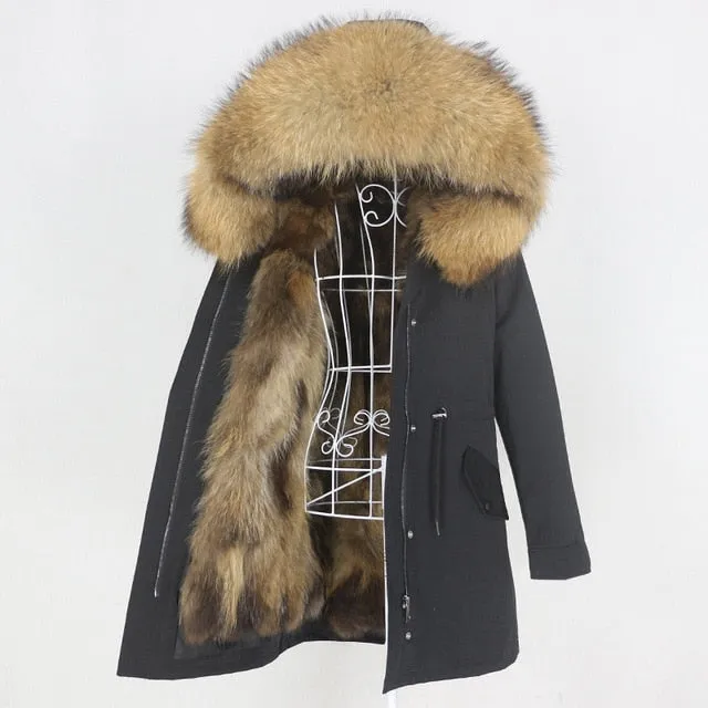 Winter Jacket Women Long Parka Real