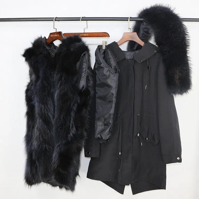 Winter Jacket Women Long Parka Real