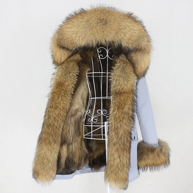 Winter Jacket Women Long Parka Real