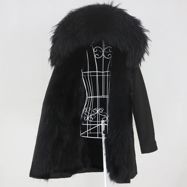 Winter Jacket Women Long Parka Real