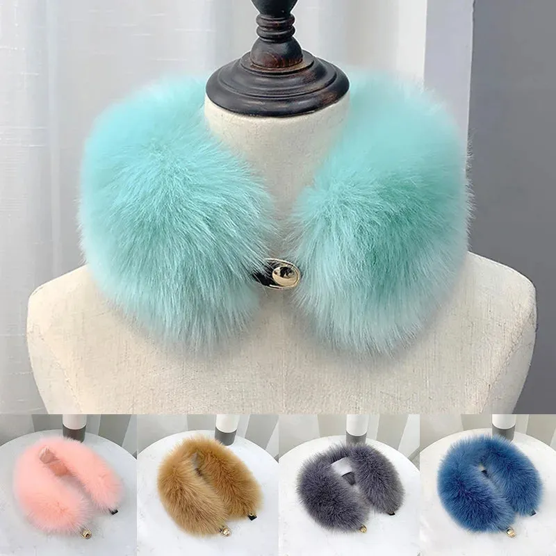 Women Faux Fur Collar Shawl Furry Fur Collar for Winter Coat Hood Fur Decor Plush Fake Fur Scarf Parkas Jacket Fur Collars