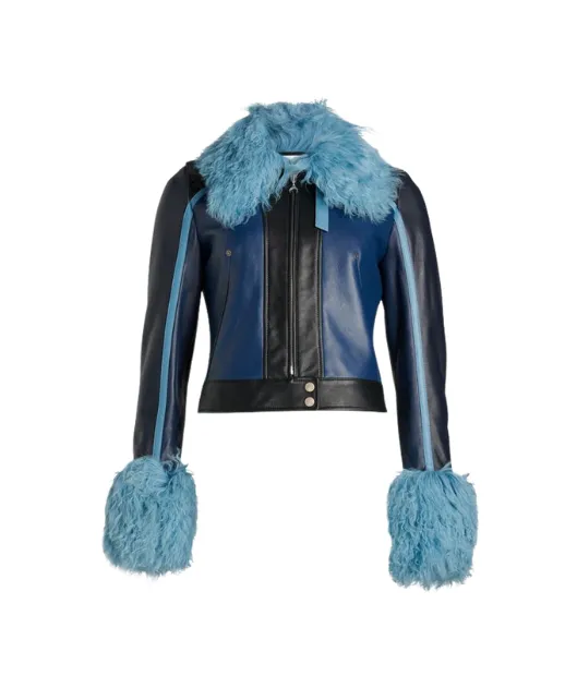 Women Fur Leather Cropped Jacket