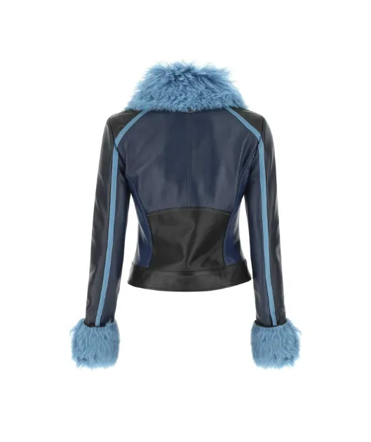Women Fur Leather Cropped Jacket