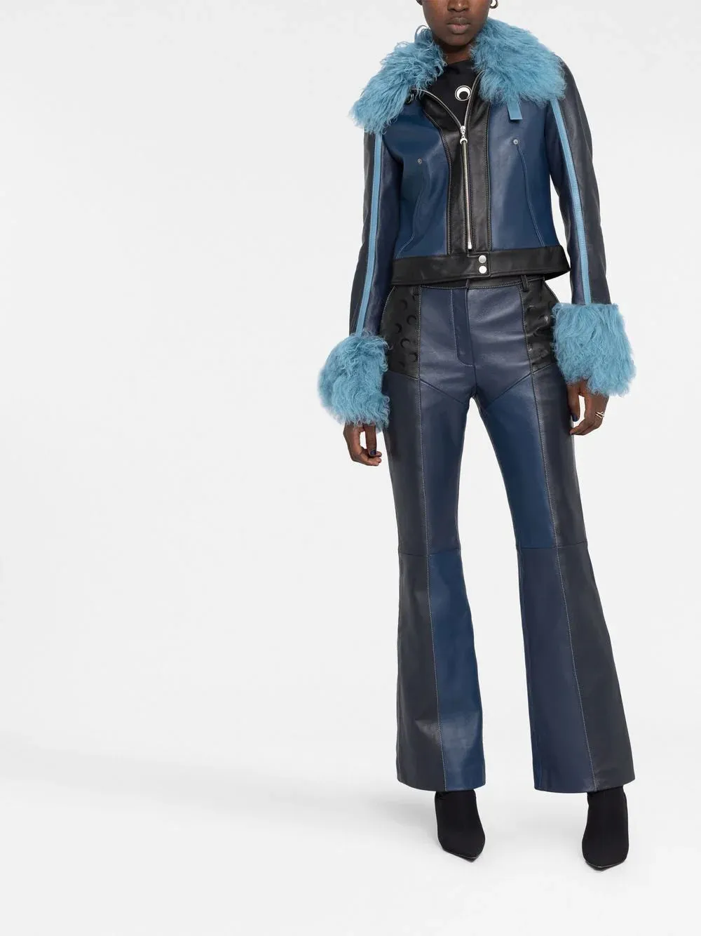 Women Fur Leather Cropped Jacket