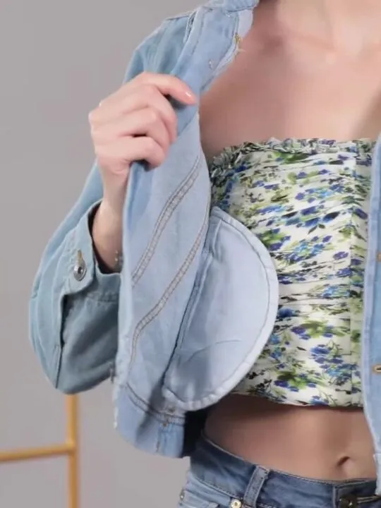 Women Light Blue Solid Denim Jacket