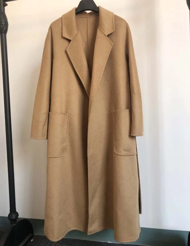 Women Long Autumn Winter Double Breasted Wool Coat