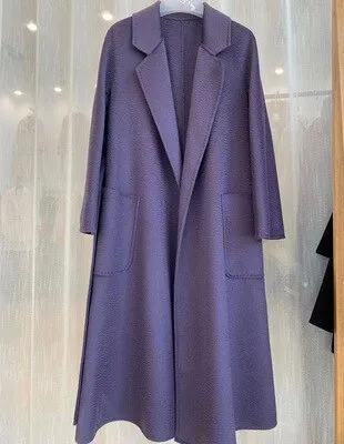 Women Long Autumn Winter Double Breasted Wool Coat