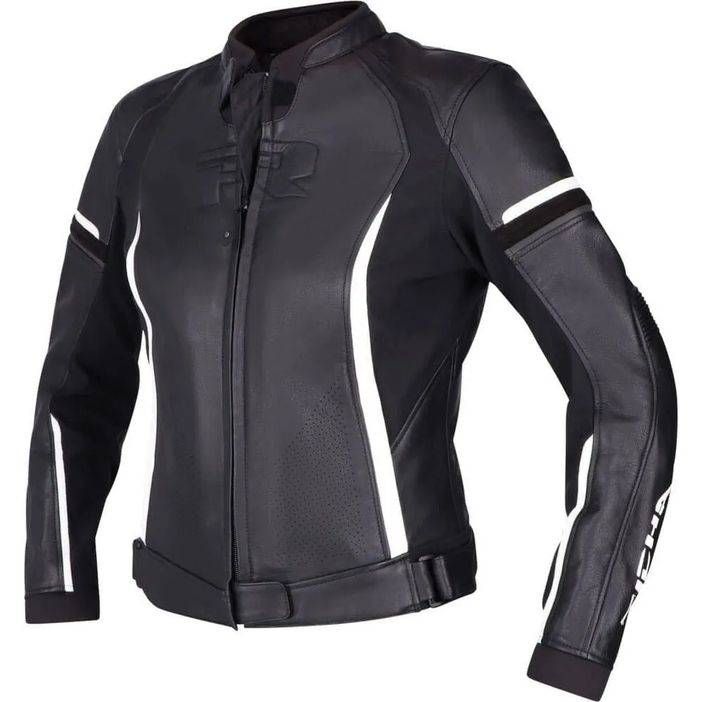 Women Moto Leather Jacket Richa Laura Jacket, Black/White