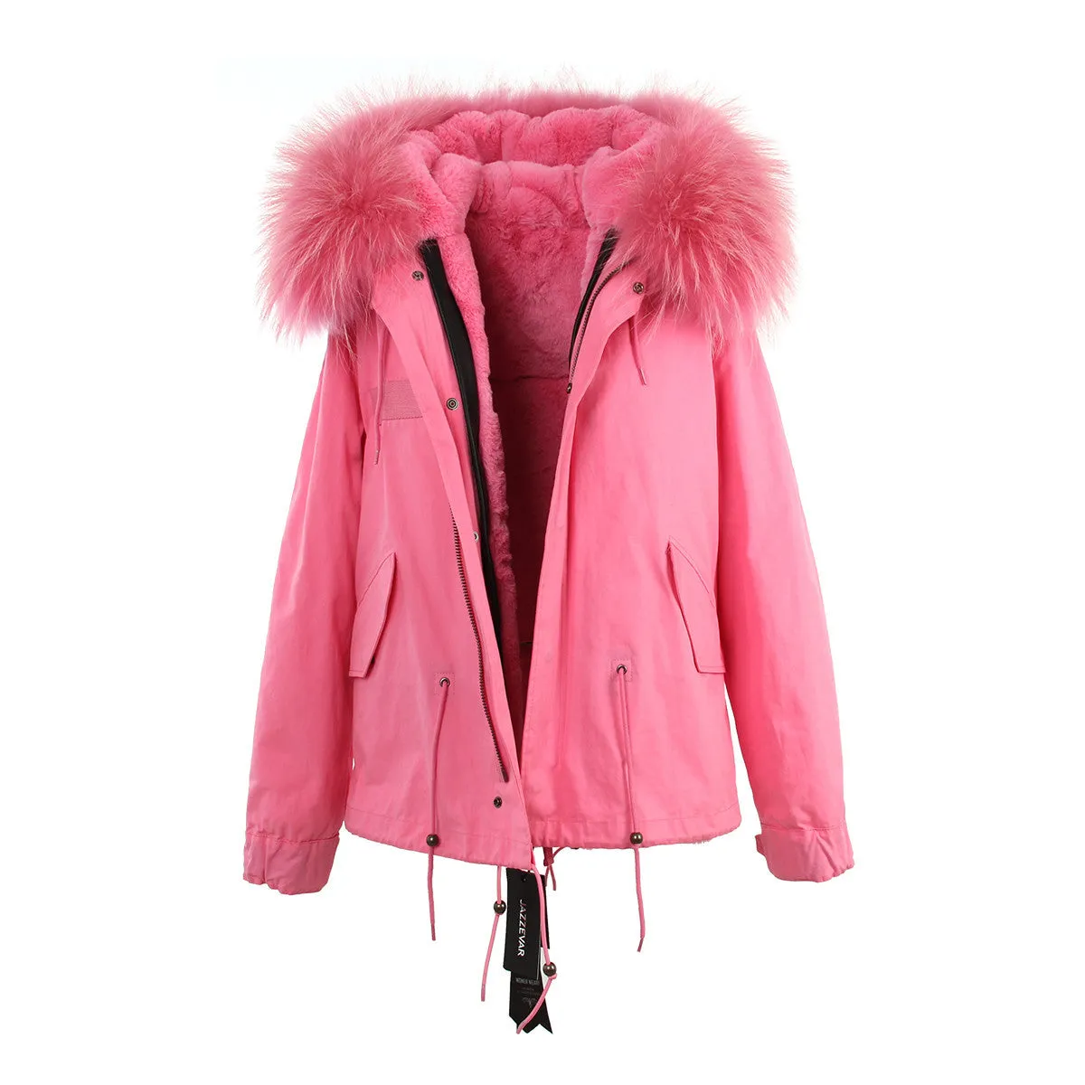 women's army green Large raccoon fur collar hooded coat parkas outwear 2 in 1 detachable lining winter jacket brand style