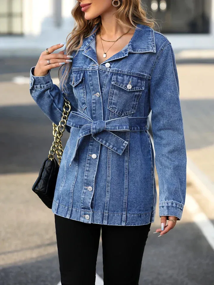 Women's Denim Coat by Gina, Featuring Flap Pockets