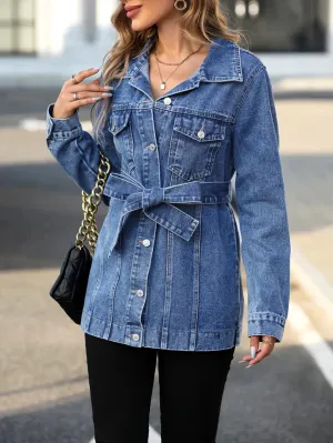 Women's Denim Coat by Gina, Featuring Flap Pockets