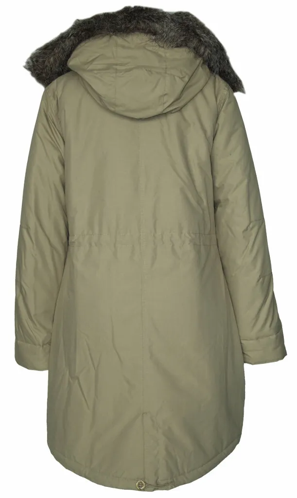 Women's Detachable Faux Fur Hoodie Long Puffer Parka