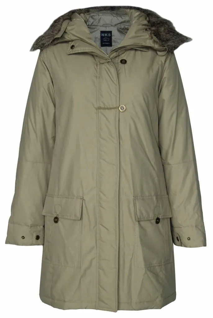 Women's Detachable Faux Fur Hoodie Long Puffer Parka