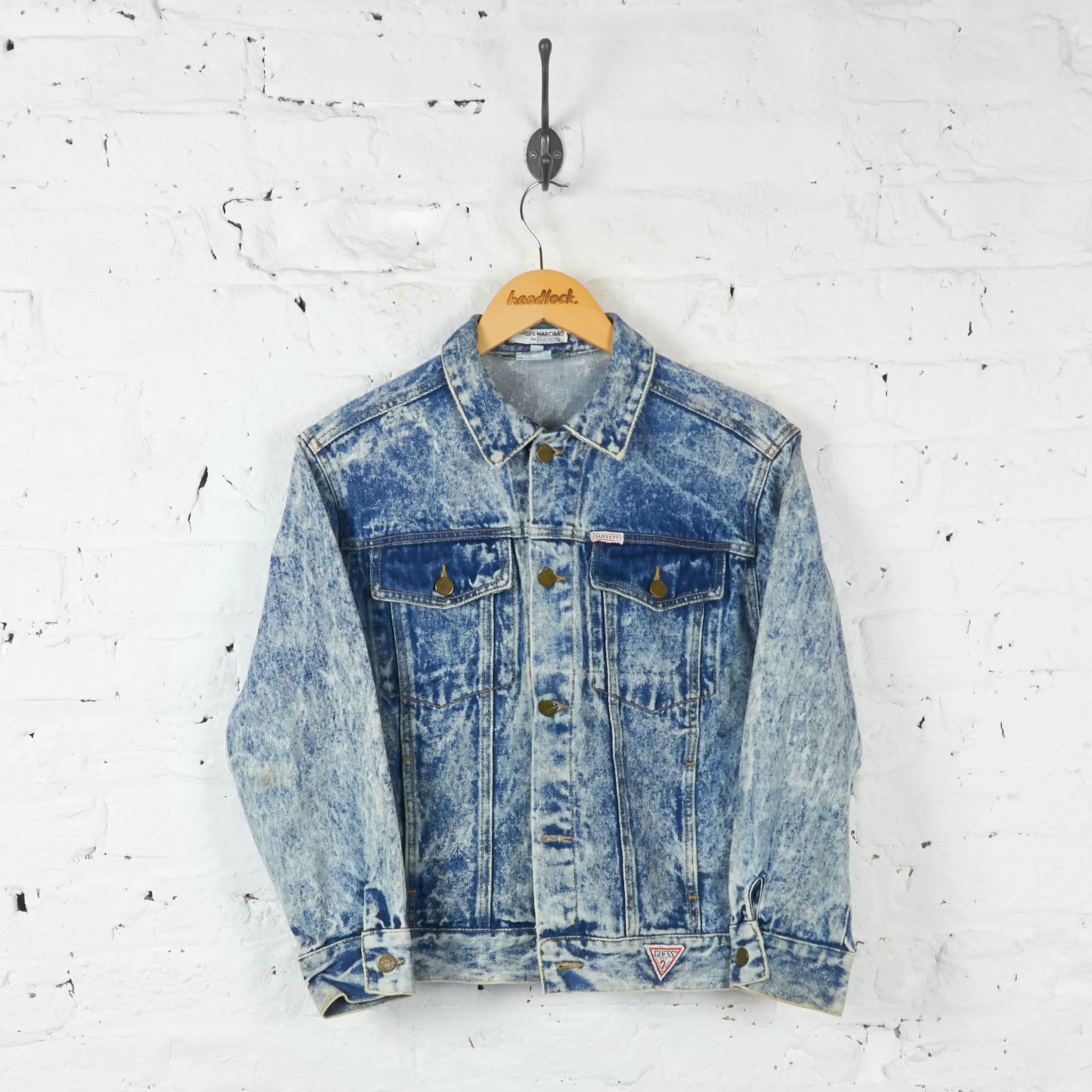 Womens Guess Acid Wash Denim Jacket - Blue - Womens M