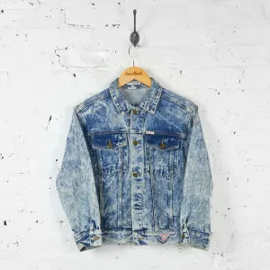 Womens Guess Acid Wash Denim Jacket - Blue - Womens M