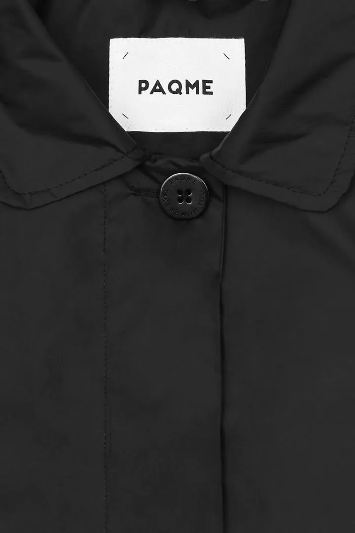 Women’s Packable Hooded Trench Rain Coat, Black, PAQME