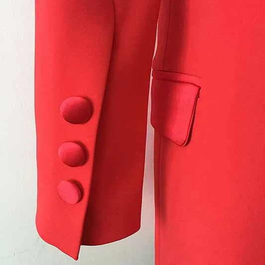 Womens Red Blazers Bouble-breasted Button Jackets