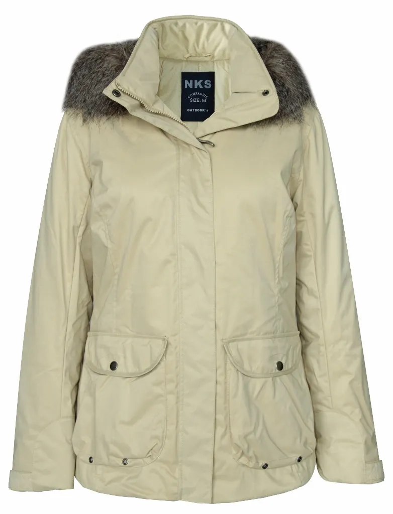 Women's Removable Faux Fur Hoodie Puffer Parka