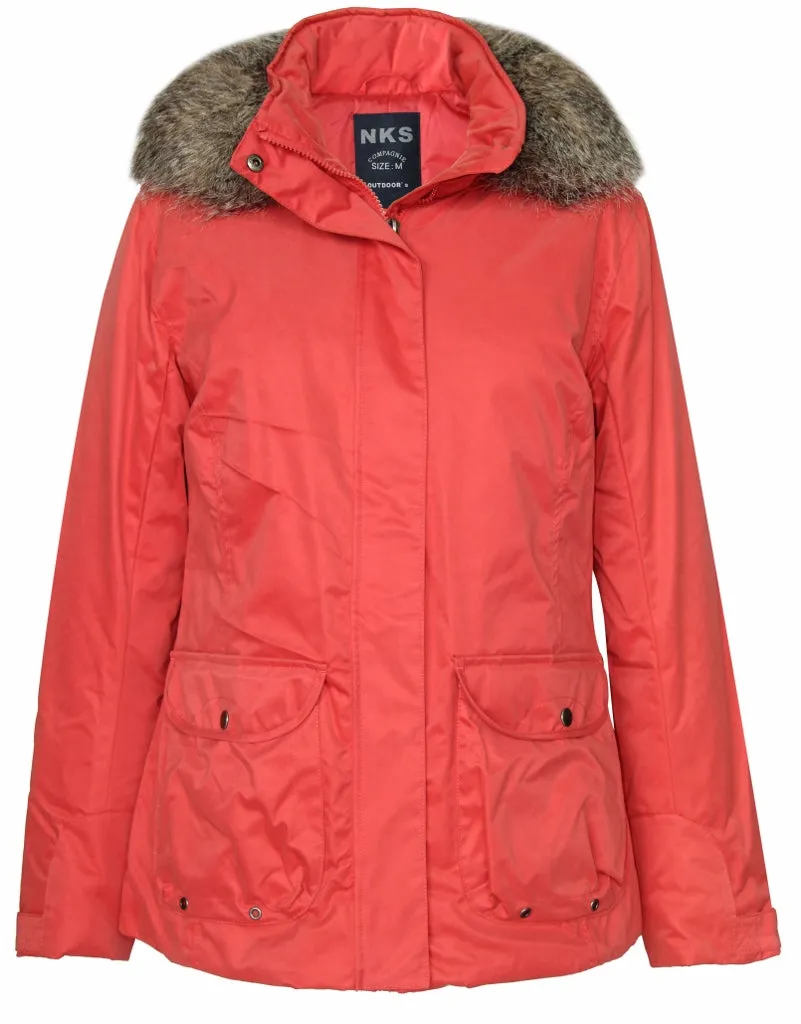 Women's Removable Faux Fur Hoodie Puffer Parka