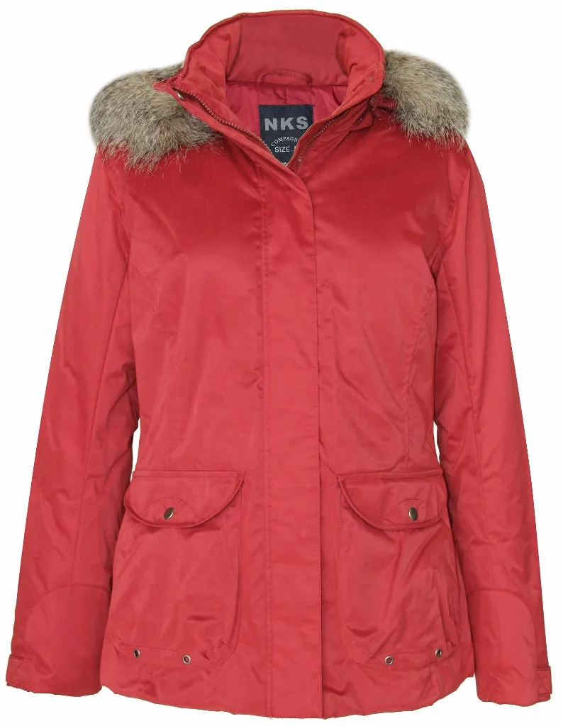Women's Removable Faux Fur Hoodie Puffer Parka