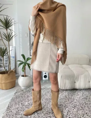 WOOL FRINGE SHAWL