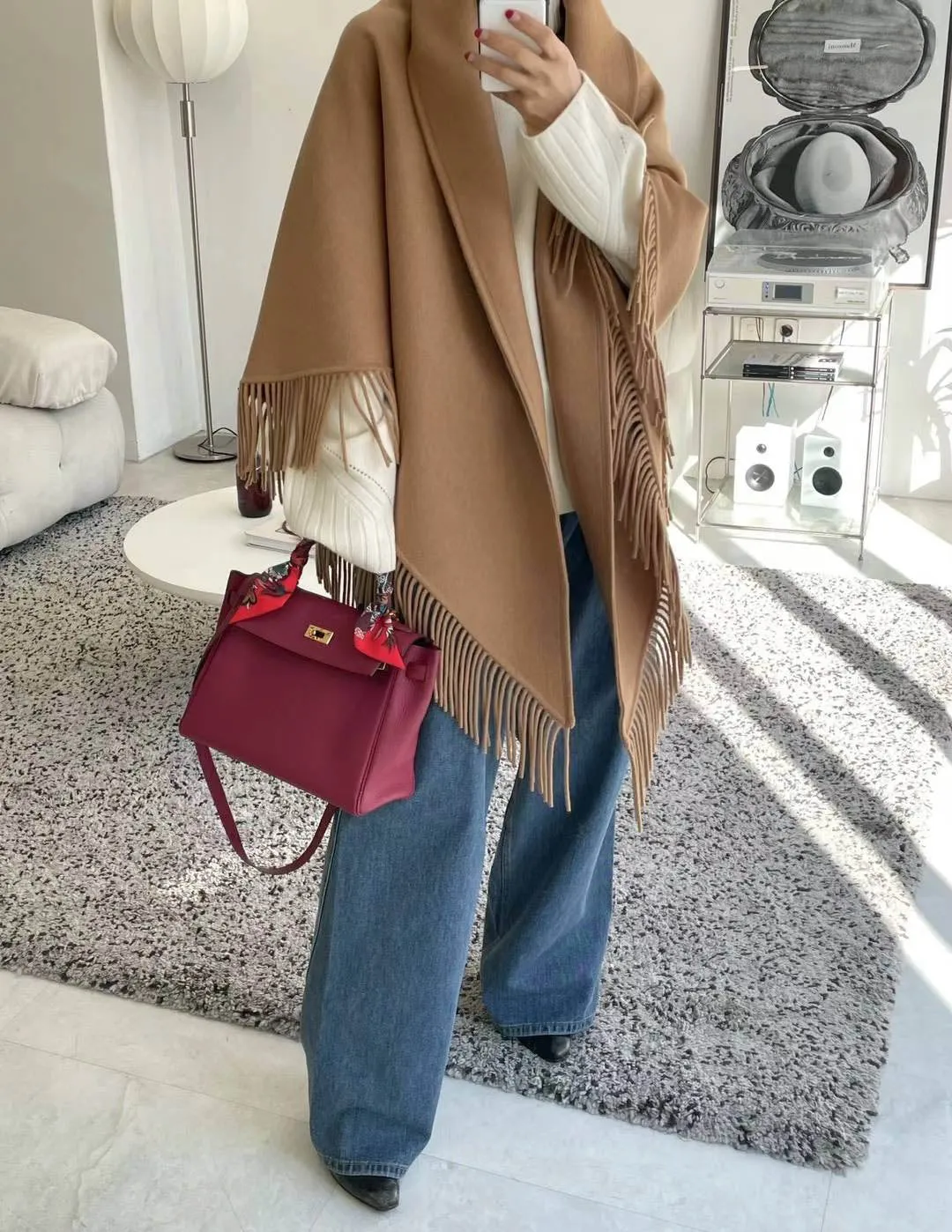 WOOL FRINGE SHAWL