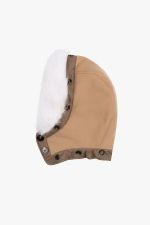 Wool Hood Faux Fur Trim - Camel / Bronze