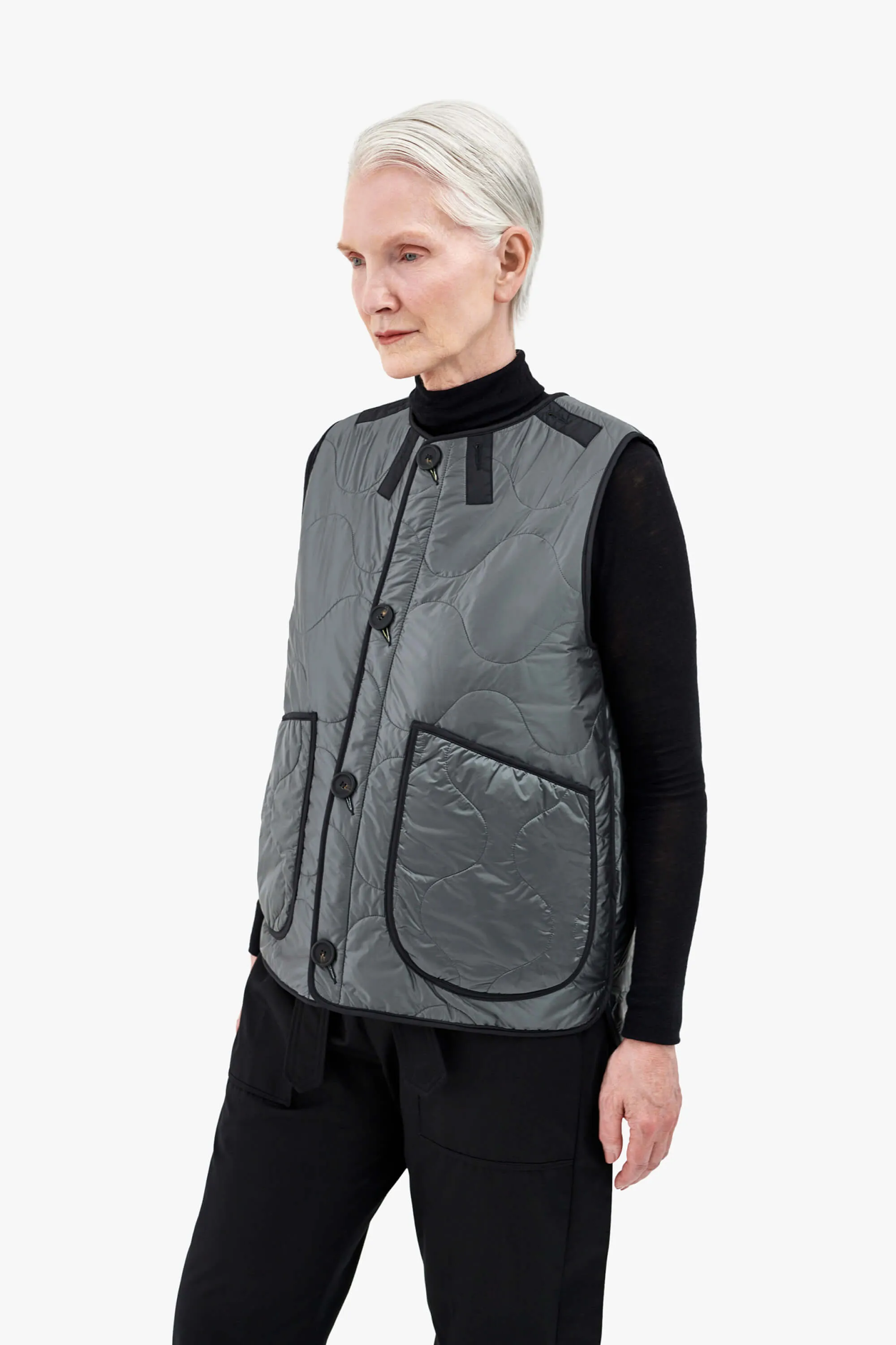 Wool Quilt Patchwork Liner - Dark Olive & Navy / Anthracite