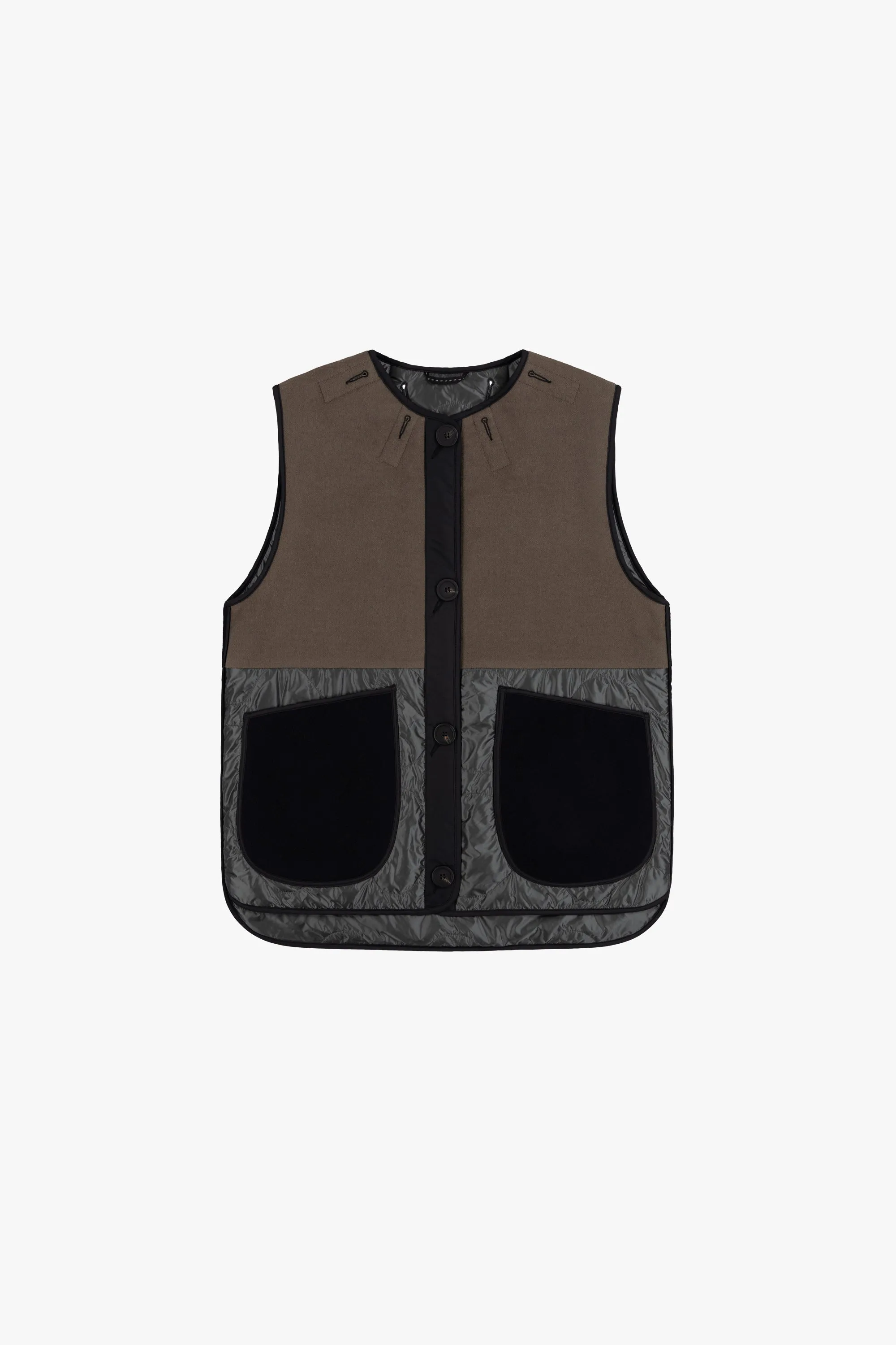 Wool Quilt Patchwork Liner - Dark Olive & Navy / Anthracite