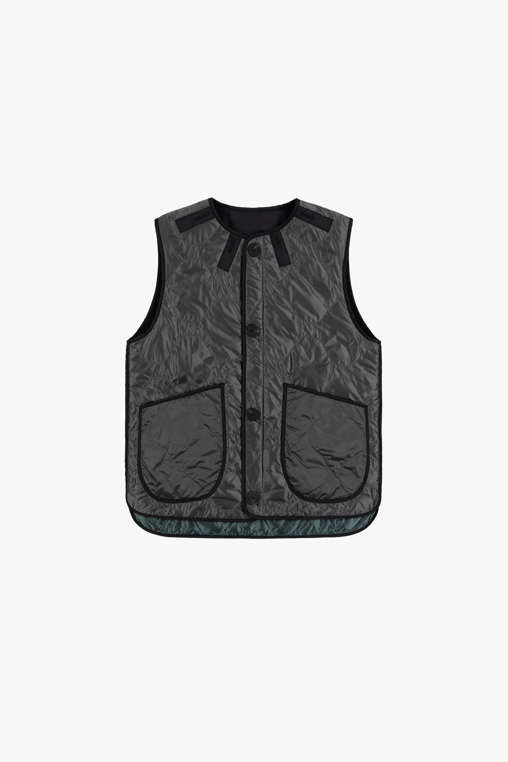 Wool Quilt Patchwork Liner - Dark Olive & Navy / Anthracite