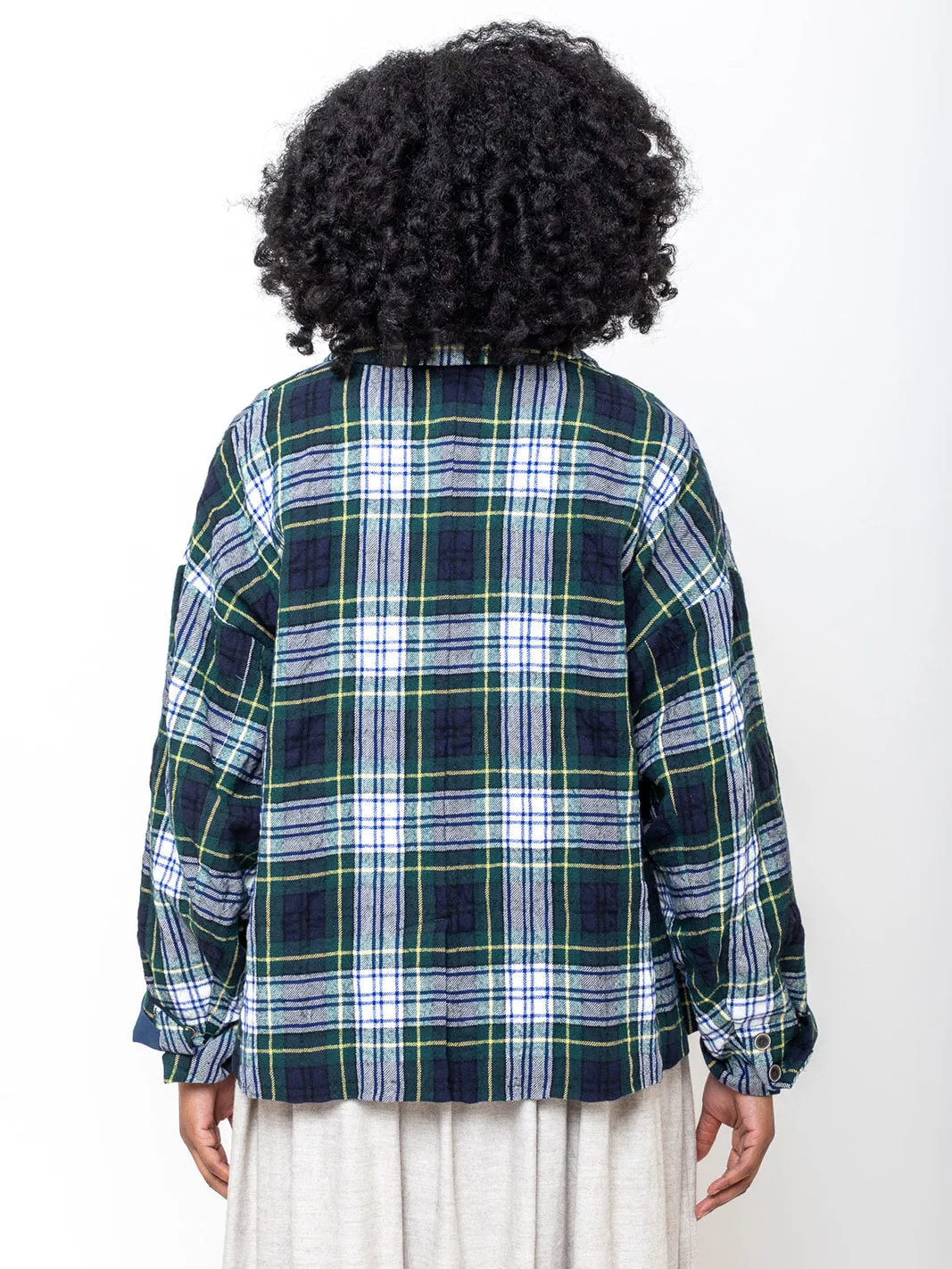 Wool Washer Tartan Jacket - Green