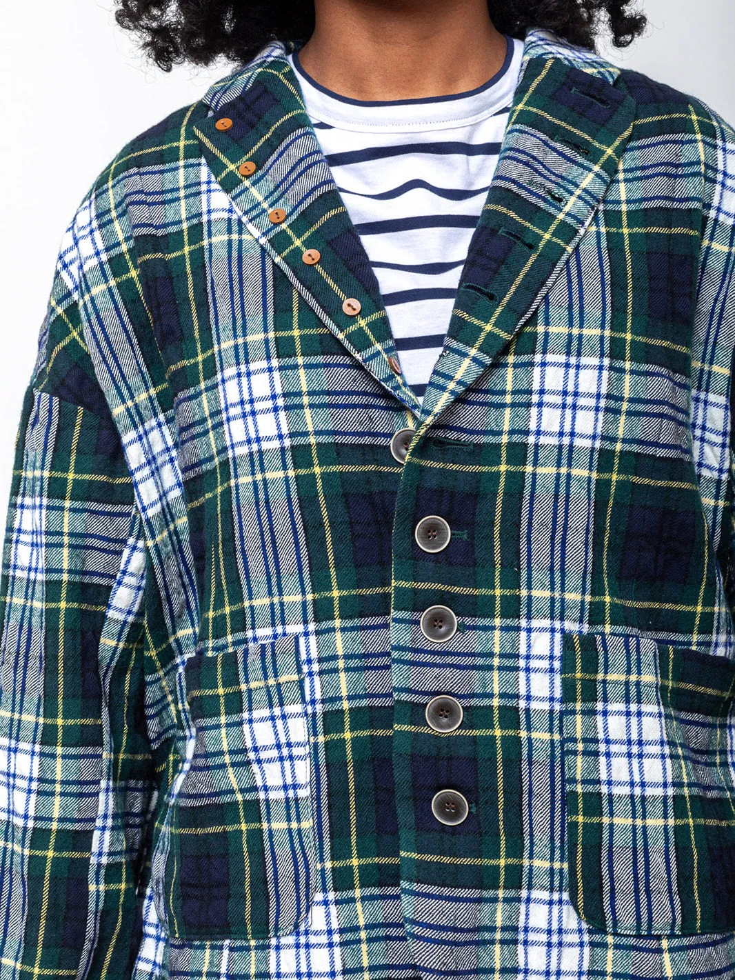 Wool Washer Tartan Jacket - Green