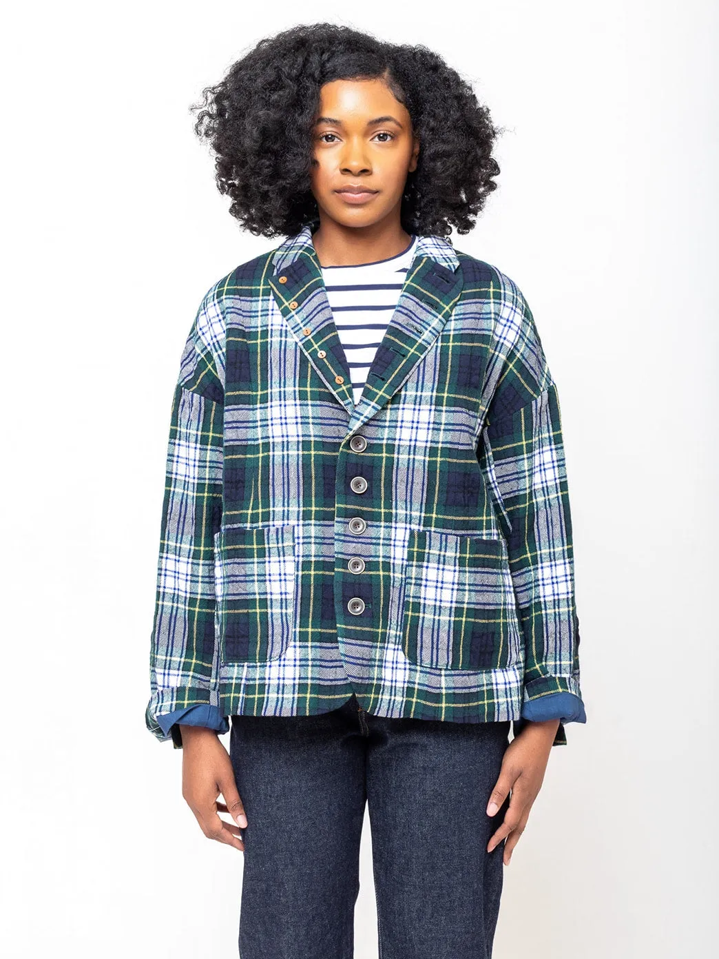 Wool Washer Tartan Jacket - Green