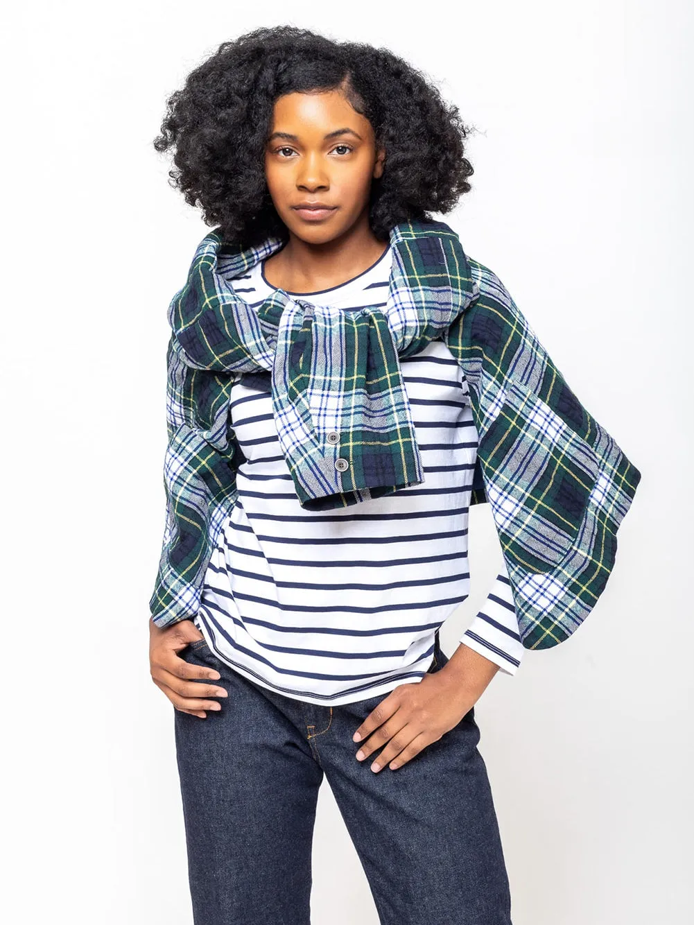 Wool Washer Tartan Jacket - Green
