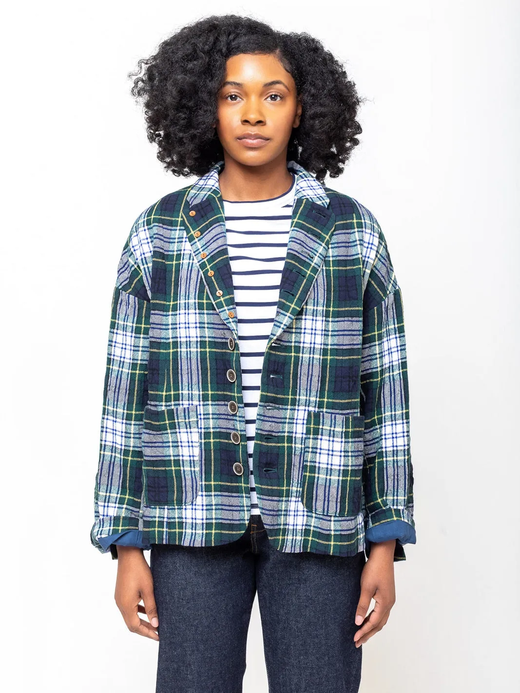 Wool Washer Tartan Jacket - Green