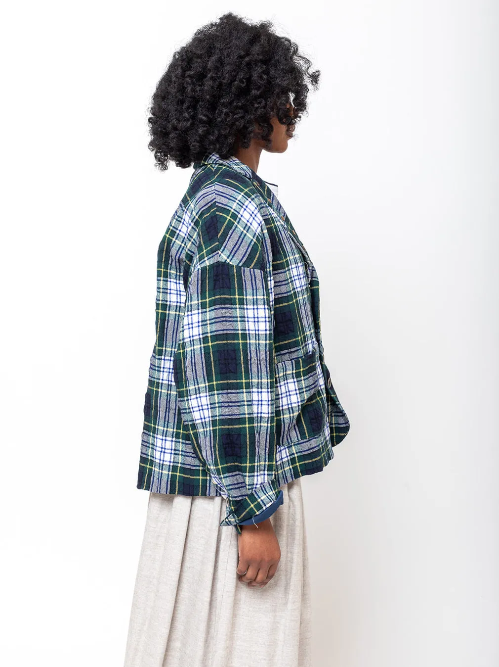 Wool Washer Tartan Jacket - Green