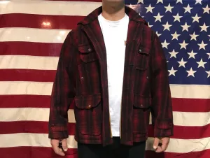 Woolrich Woolen Mills Hooded CPO Vintage Mens Check Wool Jacket Made in USA