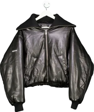 WRSTBHVR Black Padded Hega Vegan Leather Jacket UK M
